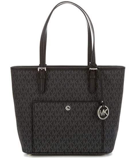 michael kors jet set signature logo tote in black|Michael Kors carryall.